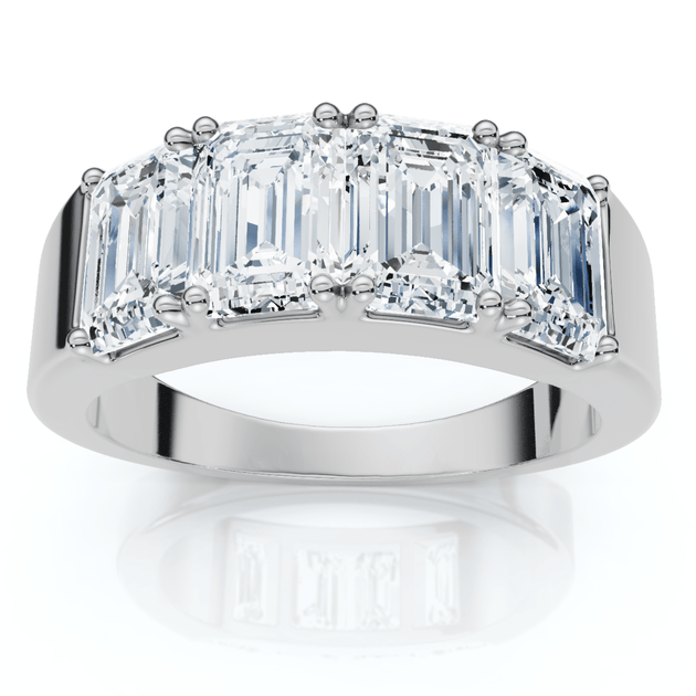 Pompeii3 Tetrad Diamond Ring Emerald Cut Anniversary Band 14k Gold US 10.5 2