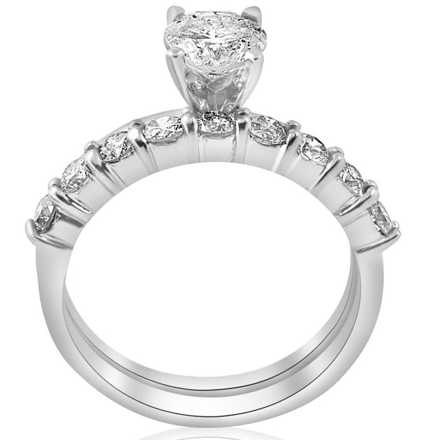 Pompeii3 1.10ct Diamond Engagement Wedding Ring Set 14k White Gold US 6.5 3