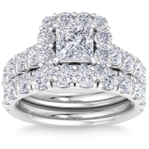 Pompeii3 Princess Cut Diamond Wedding Ring Set 10k Gold US 5 4