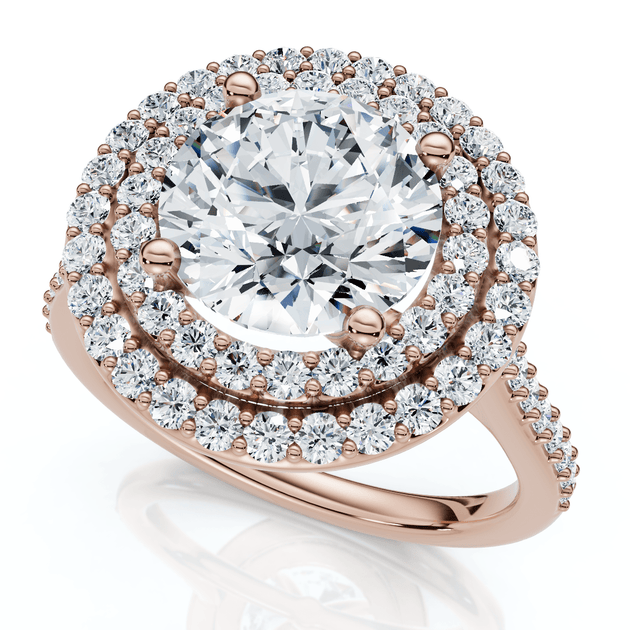 Pompeii3 Double Halo Diamond Engagement Ring Silver US 8.5 2