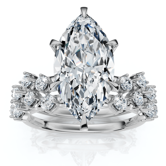 Pompeii3 3.5Ct Marquise Diamond Bridal Set US 7 2