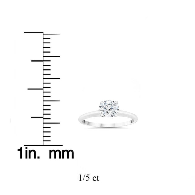 Pompeii3 Lab Created Diamond Solitaire Engagement Ring 14K White Gold US 5 3