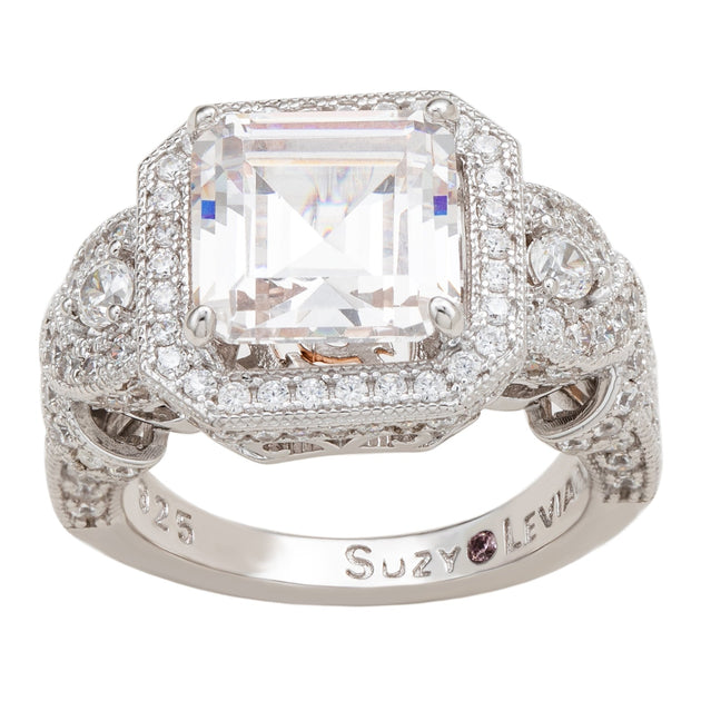 Suzy Levian Engagement Ring Sterling Silver US 5 4