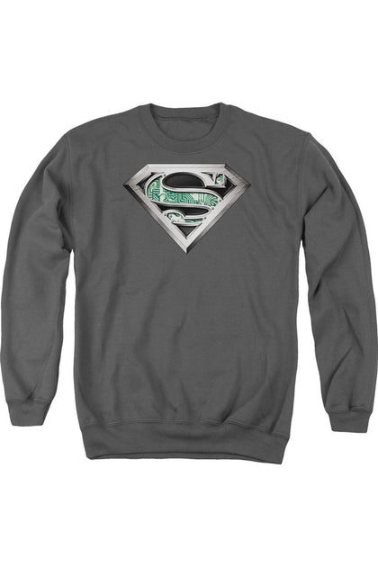Gildan Superman Circuitry Logo Crewneck Sweatshirt Grey Medium 2