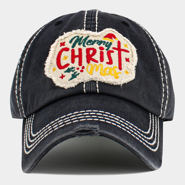 FASHNZFAB Merry Christmas Message Baseball Cap Black 2