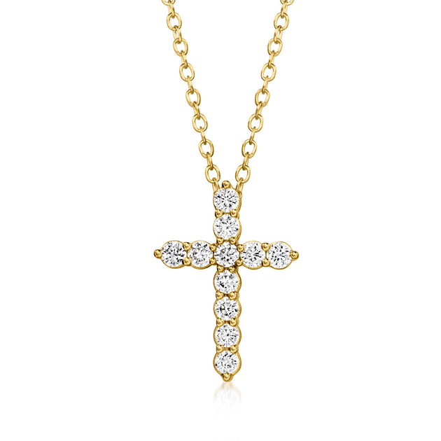 Ross-Simons Lab-Grown Diamond Cross Pendant Necklace Silver 7