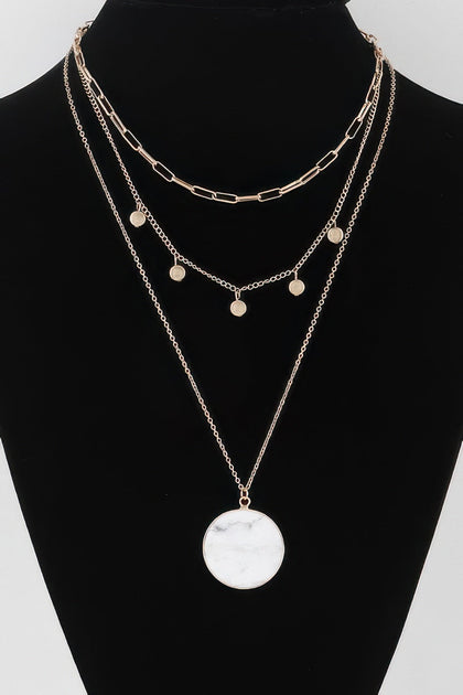 FASHNZFAB Multi Stone Pendant Chain Necklace Black One Size 3
