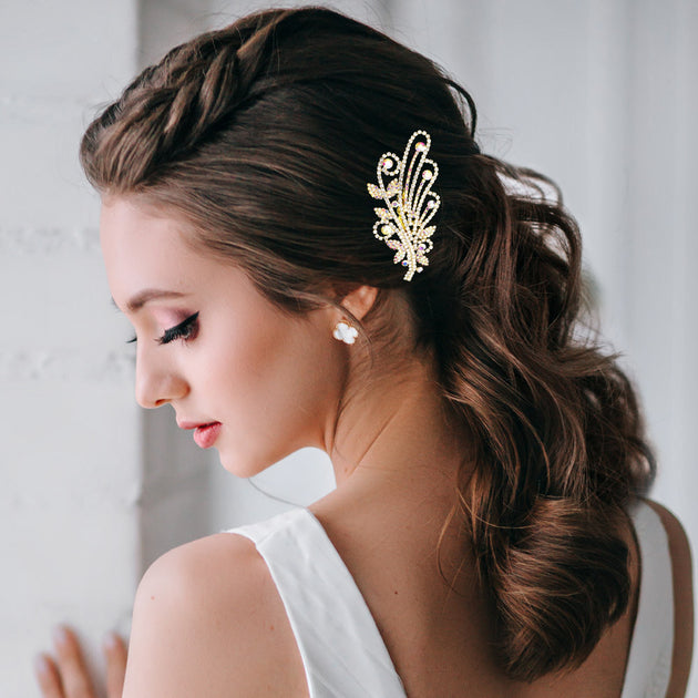 FASHNZFAB Round Stone Accented Hair Comb Brown 4