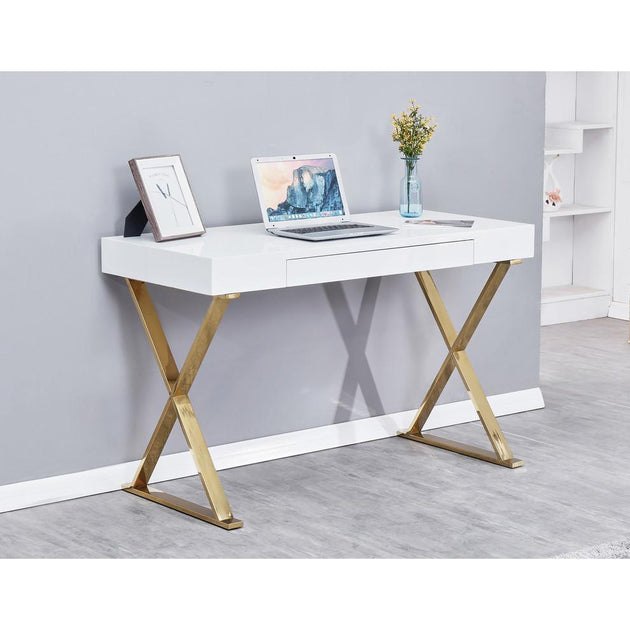 Best Master Furniture Computer Desk Gold High Gloss 3