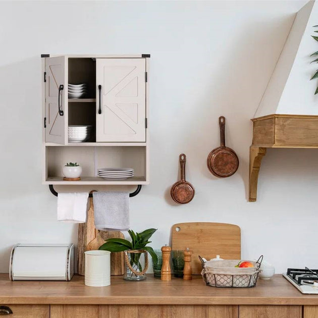 Hivvago Farmhouse Bathroom Wall Cabinet White 4