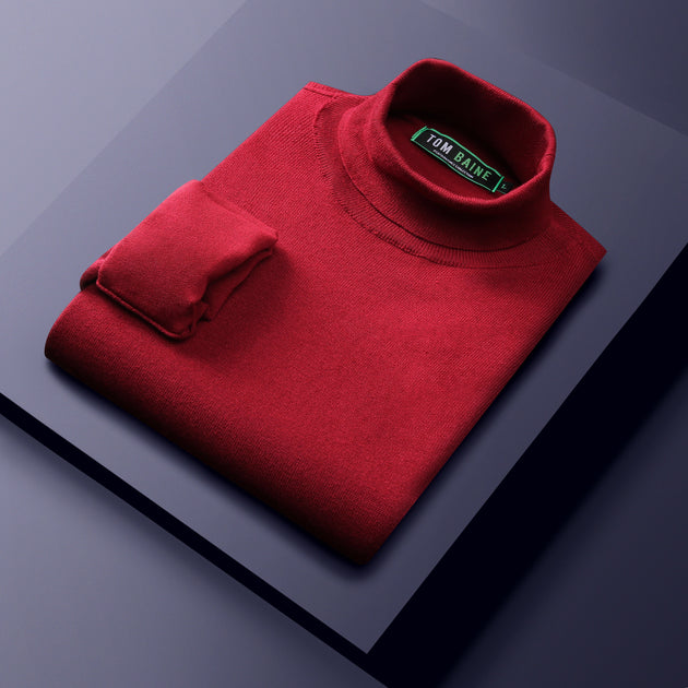 Tom Baine Slim Fit Performance Cotton Turtleneck Red XXLarge 3