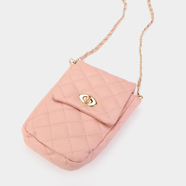 FASHNZFAB Quilted Mini Crossbody Bag Orange One Size 3