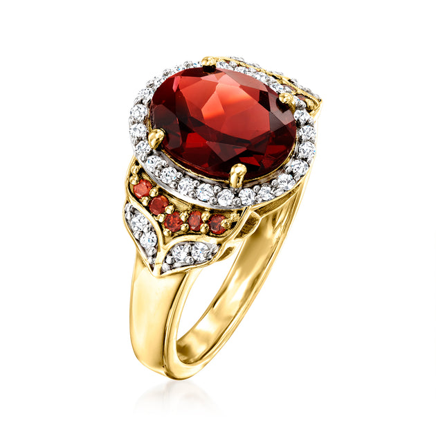 Ross-Simons Garnet Diamond Ring Red US 7 4