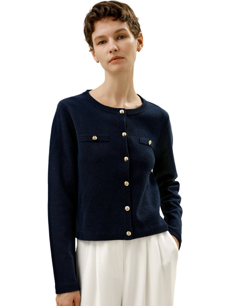 LILYSILK Merino Wool Cardigan Blue XS 2