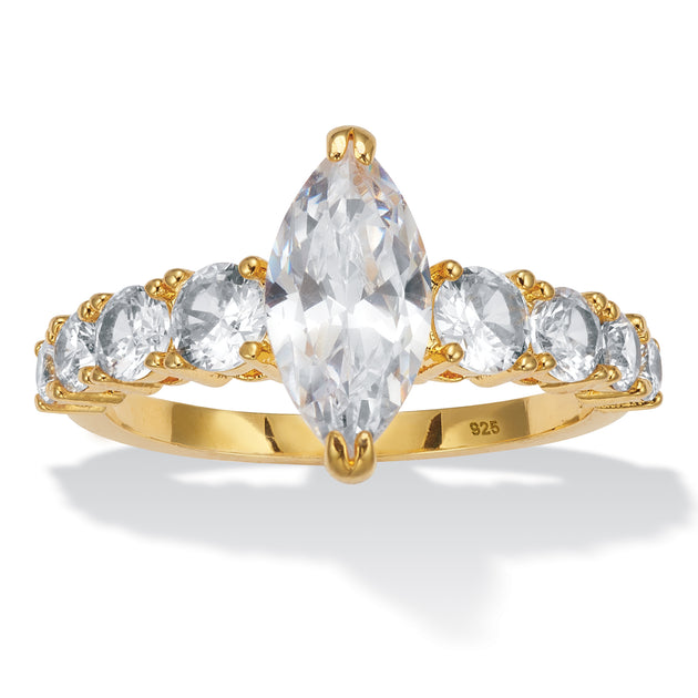 Palm 3.12 TCW Marquise CZ Sterling Silver Ring White US 10 2