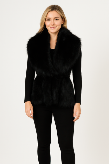 TRUEDAMES Sleeveless Faux Fur Vest Black One Size 3