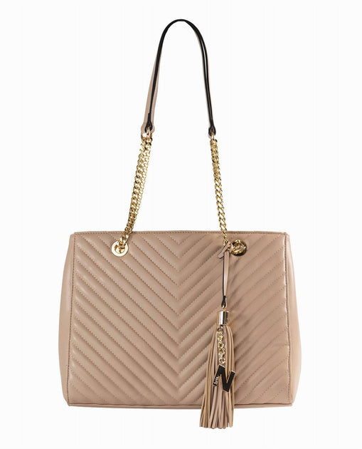Nicole Miller Quilted Tote Beige One Size 2