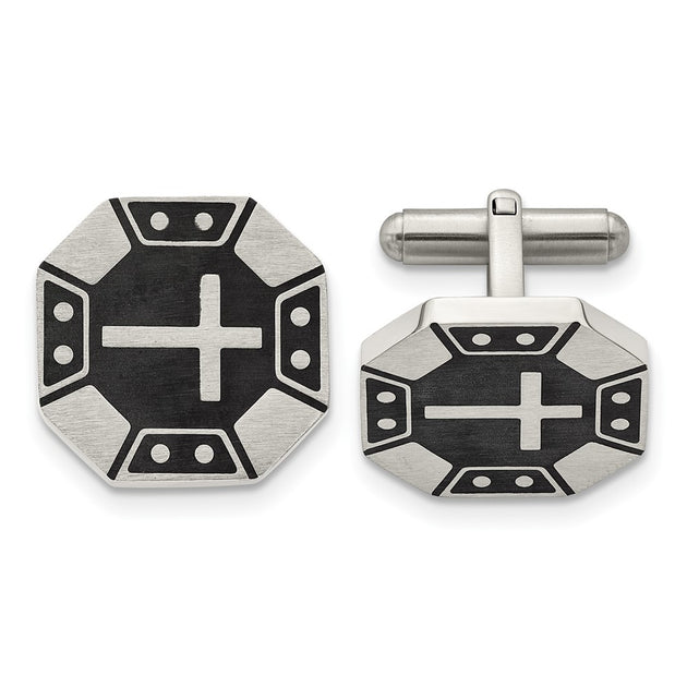 Diamond2Deal Cross Cufflinks Black 2