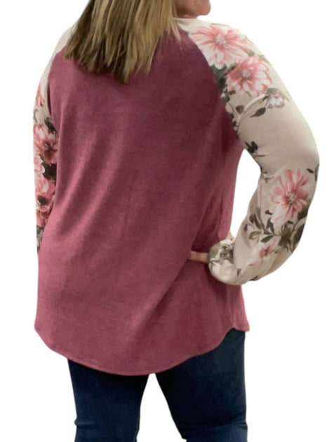honeyme Tie Front Floral Sweater Red 3X 3
