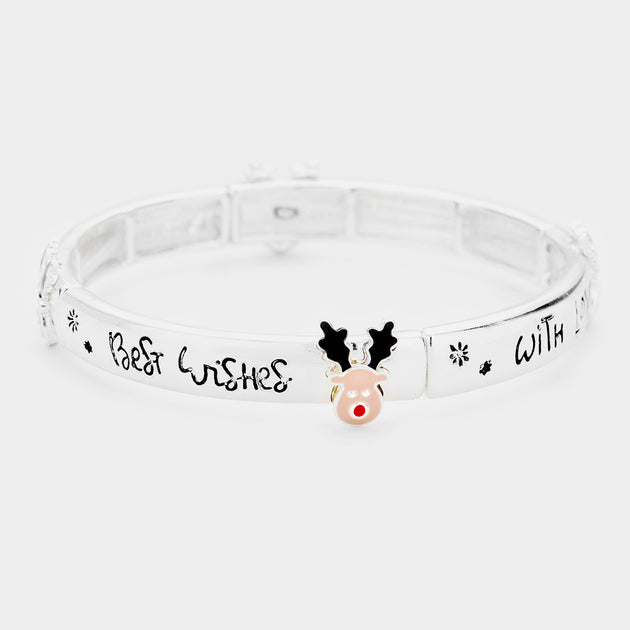 FASHNZFAB Rudolph Message Stretch Bracelet Antique Silver Multi One Size 3
