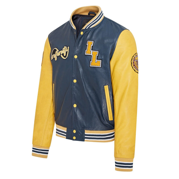 Infinity Mens Baseball Leather Letterman Bomber Jacket Ashwood White XS 4