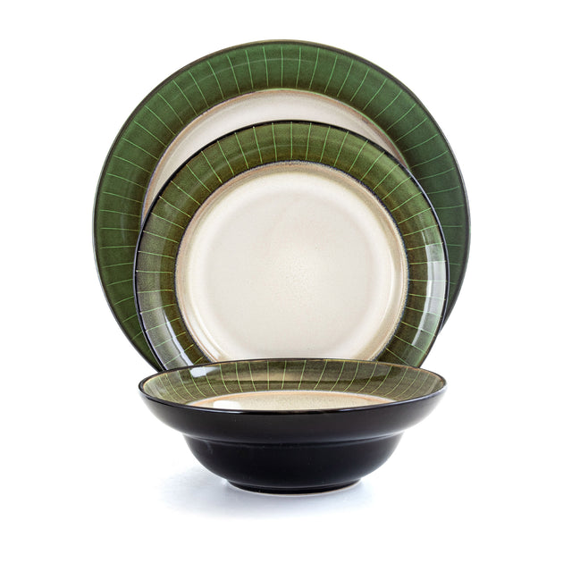 Elama Grand Jade Stoneware Dinnerware Set 16 Piece Green 3