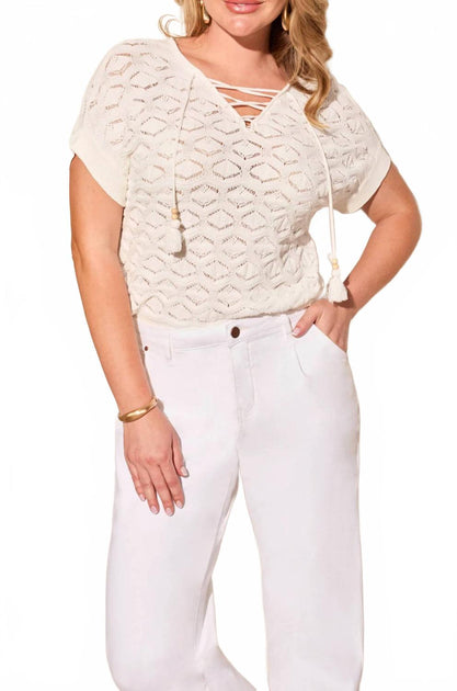 TRIBAL Audrey Girlfriend Barrel Crop Jeans Beige US 6 4