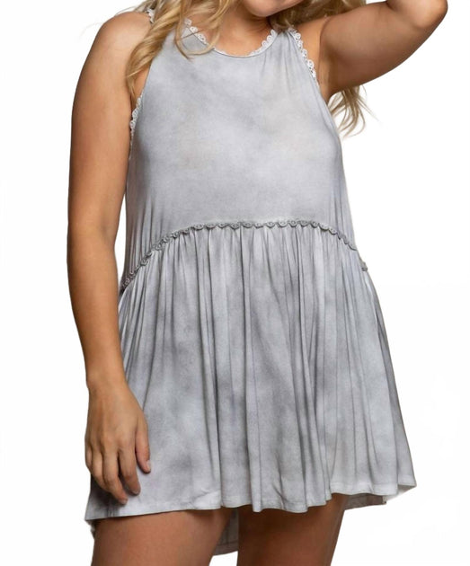 POL Sweet & Simple Babydoll Top Grey Large 4