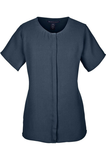 Devon & Jones Perfect Fit Crepe Blouse Blue Small 2