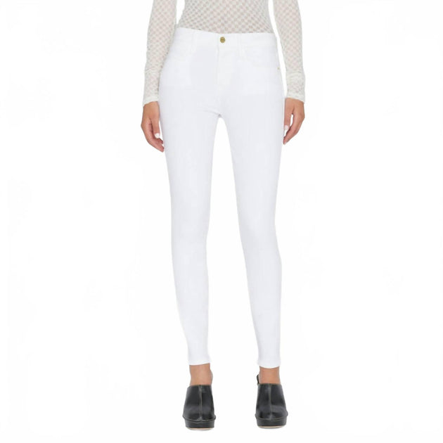 FRAME Le High Rise Skinny Jeans White 30 2
