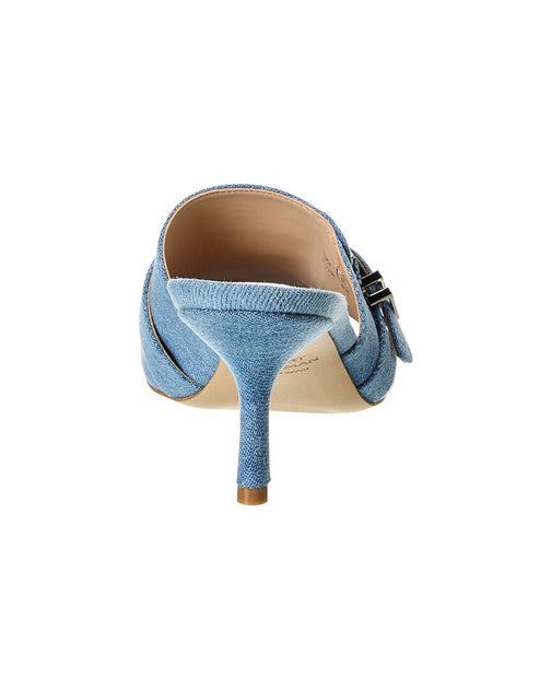 Stuart Weitzman Maverick Slide 75 Denim Sandal Blue US 6.5 4