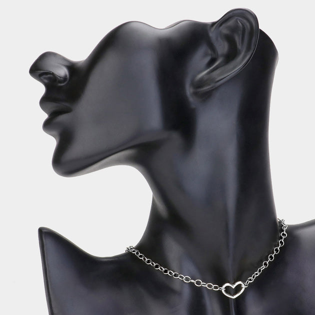 FASHNZFAB Pointed Chain Choker Necklace Black 4