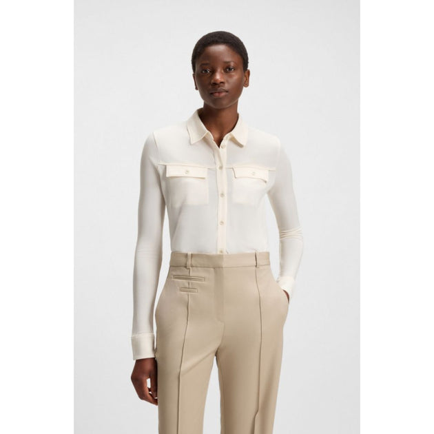 Boss Slim-fit Bluse weiß XLarge Damen 4