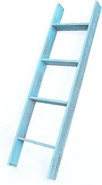 Hivvago 5 Step Rustic Turquoise Wood Ladder Shelf 2
