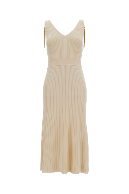 Elisabetta Franchi Robe Longue en Maille Côtelée Blanc EU 42 2