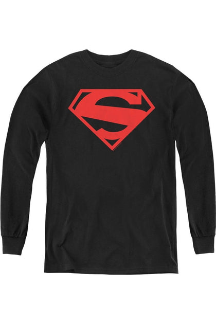 Gildan Superman 52 Youth Long Sleeve T-Shirt Black Small 2