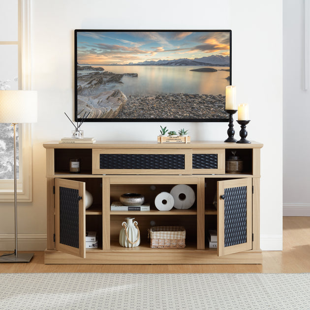 Streamdale Embossed Pattern TV Stand Light Oak 3
