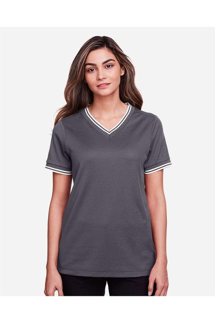 Devon & Jones CrownLux Performance Plaited Tipped V-Neck Shirt Grey XLarge 4