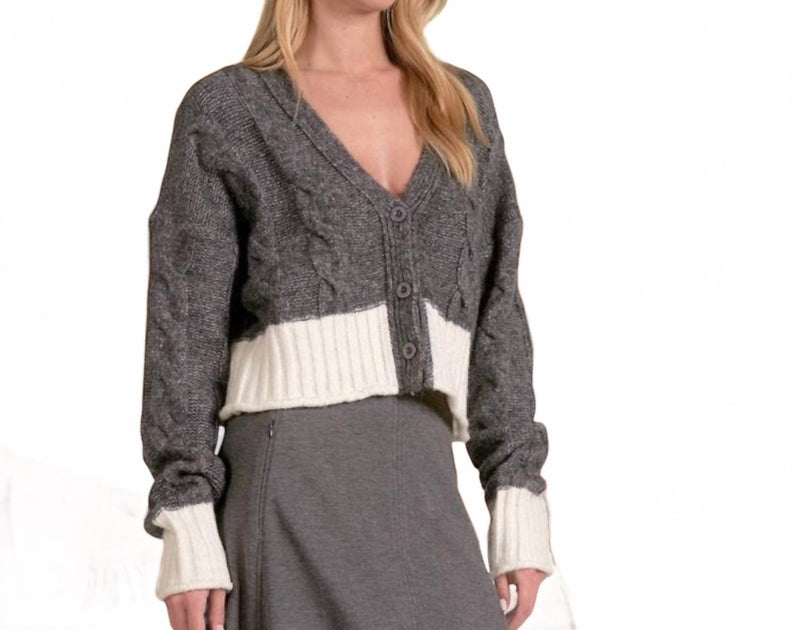 ELAN Carrie Cardigan Sweater Grey Small 3