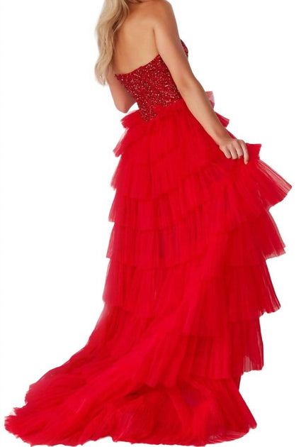 Jovani Strapless Mermaid Prom Dress Red US 12 3