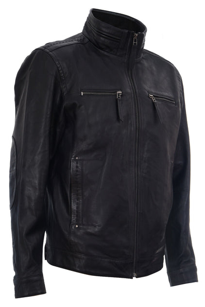 Infinity Herren Classic Leder Biker Jacke 3