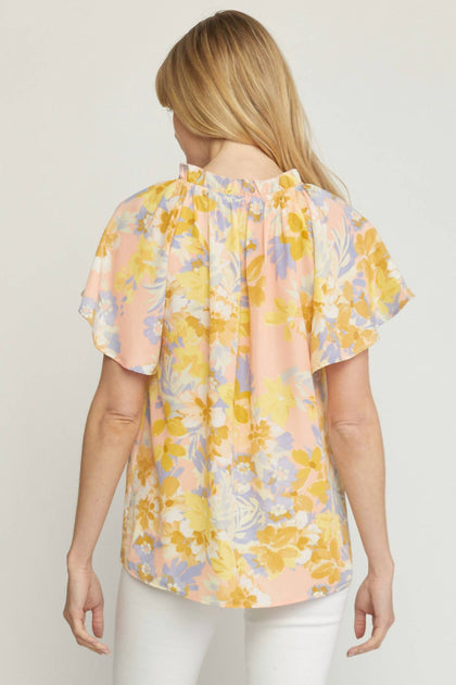 Entro Floral Potter Sleeve Shirt Gelb XLarge 4