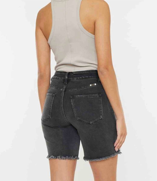 KanCan Dolly High Rise Bermuda Short Grey 27 4