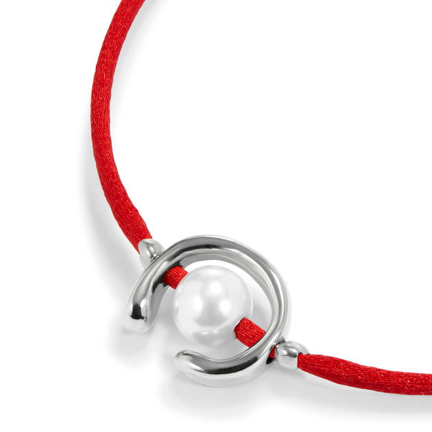 UNOde50 Red Thread Pearl Bracelet Red 2