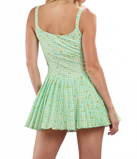 Peach Love Gingham Lemon Sporty Romper Green Medium 3
