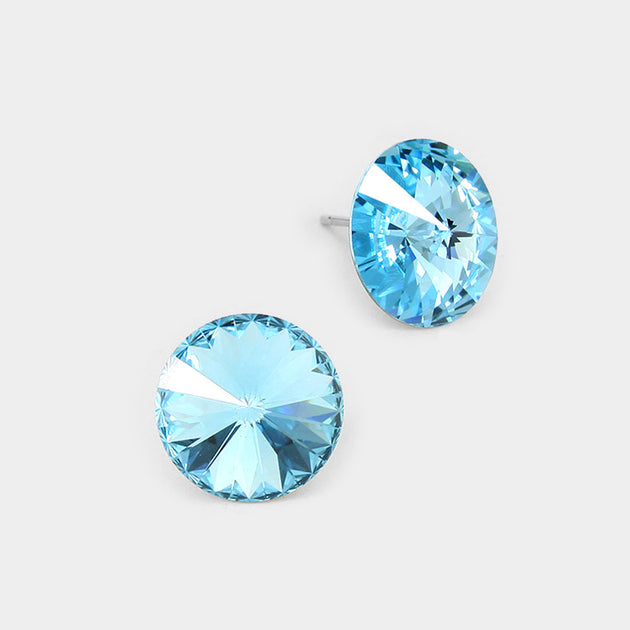 FASHNZFAB Crystal Stud Earrings Green 15mm 4