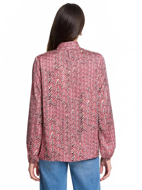 Nic + Zoe Herringbone Stamp Top Red XXL 3