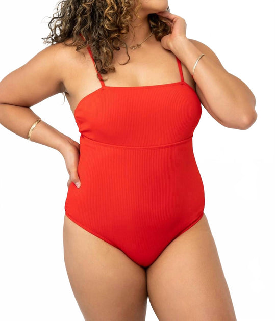 Coral Reef Swim Shoreline One Piece Swimsuit Red Large 4