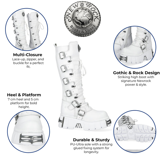 New Rock M-272-C69 Knee High Boots White EU 46 3