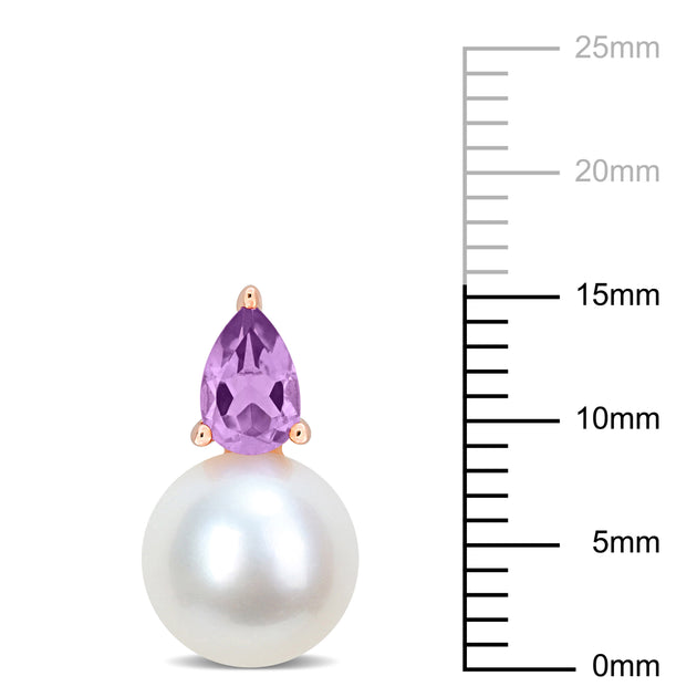 Mimi & Max Amethyst Pearl Earrings Rose Silver Green 4